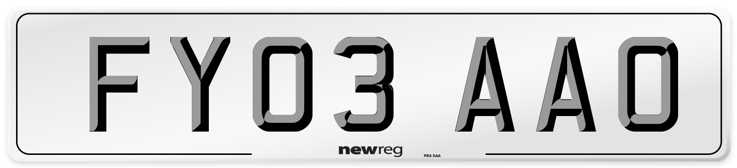 FY03 AAO Number Plate from New Reg